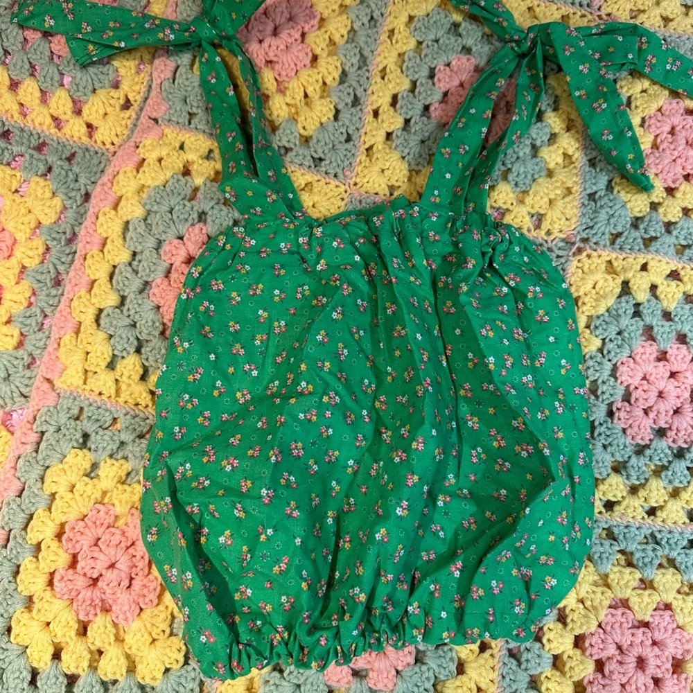 Handmade (not by me) Floral Green Tank Top